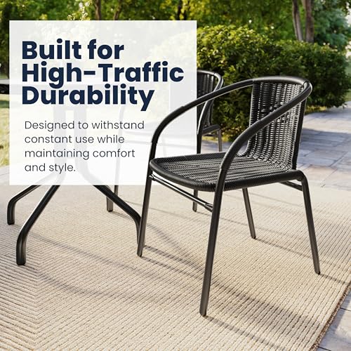 Flash Furniture Black / Set of 1 / Contemporary Patio Dining Chairs
