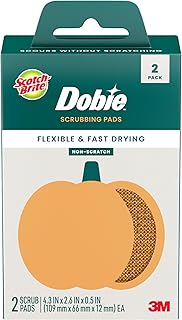 Scotch-Brite Harvest Dobie Scrubbing Pads, Non-Scratch Kitchen Sponge for Cleaning Dishes, Appliances, and Bathrooms, Pumpkin Orange Dish Sponge that Dries Fast, 2-Pack