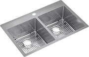 Elkay ECTSR33229TBG1 Crosstown 33" Double Basin Stainless Steel Kitchen Sink for Drop In or Undermount Installations - Includes Basin Rack