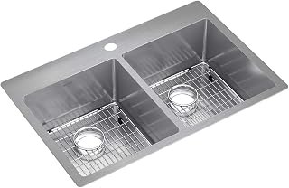 Elkay ECTSR33229TBG1 Crosstown 33" Double Basin Stainless Steel Kitchen Sink for Drop In or Undermount Installations - Includes Basin Rack