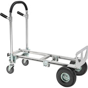 Aluminum 2-in-1 Convertible Hand Truck with Pneumatic Wheels - Junior by Global Industrial – 24"L x 60"W x 7"H, Aluminum, Gray, Model 241664