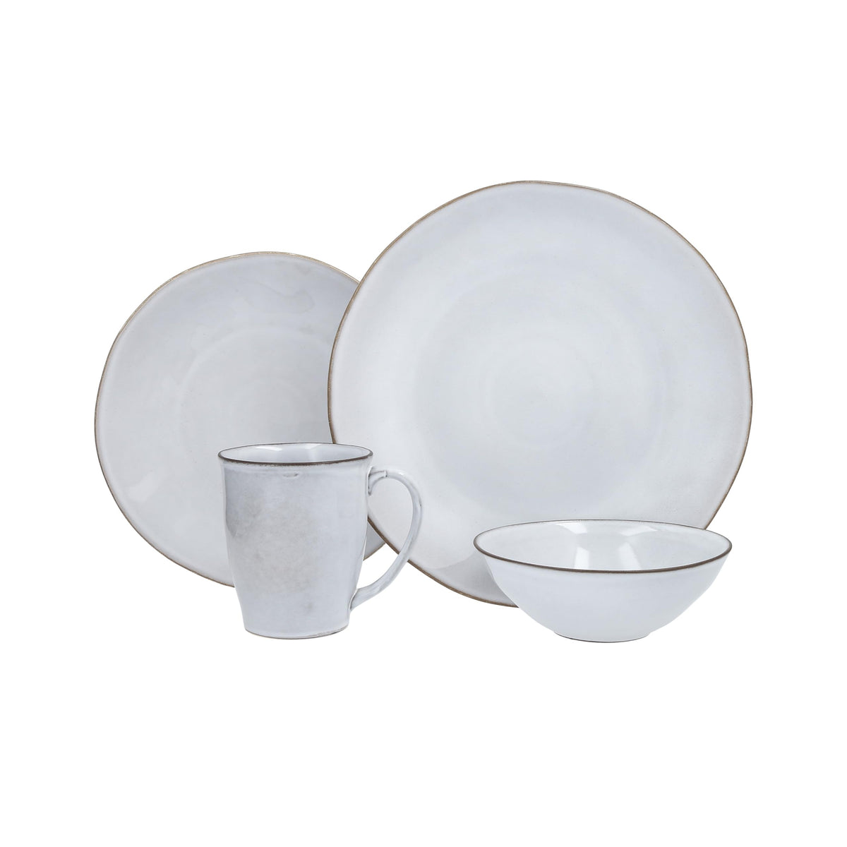 Nosse with Bordo Stoneware 16 Piece Dinnerware Set by Fortessa – Service for 4, Stoneware, Stone, Pack of 16, Model 16PPS.BORDO.ST