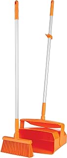 Remco - A Vikan Company 62507 Lobby Dustpan with Broom, Polypropylene/Polyester/Aluminum, 7" X 14" Bin, 37" Handle, Orange