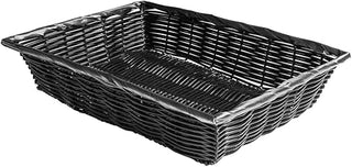 TableCraft 2488 Basket, 14" x 10" x 3", Rectangular, Hand-Woven, Polypropylene Cord, Black, 6 Each per case