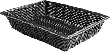 TableCraft 2488 Basket, 14" x 10" x 3", Rectangular, Hand-Woven, Polypropylene Cord, Black, 6 Each per case