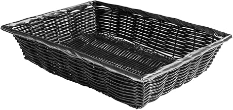 TableCraft 2488 Basket, 14" x 10" x 3", Rectangular, Hand-Woven, Polypropylene Cord, Black, 6 Each per case