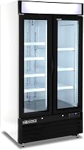 MAXX Cold MXM2-36RHC Narrow Width Glass Door Merchandiser Refrigerator, Double Door, White