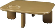 35" Sturdy MDF Coffee Table, Round Coffee Table with Polished high Gloss top, Mesa De Centro para Sala with Thickened Tabletop for Modern Home Interior Spaces, Yellow Brown
