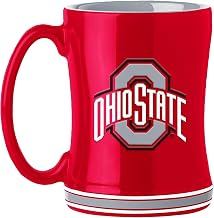 Logo Brands NCAA Ohio State Buckeyes 14oz Ceramic Relief Coffee Mug - Officially Licensed Mug, Sculpted 3D Logo and Team Colors – Comfortable Handle and Glossy Finish for College Sports Fans