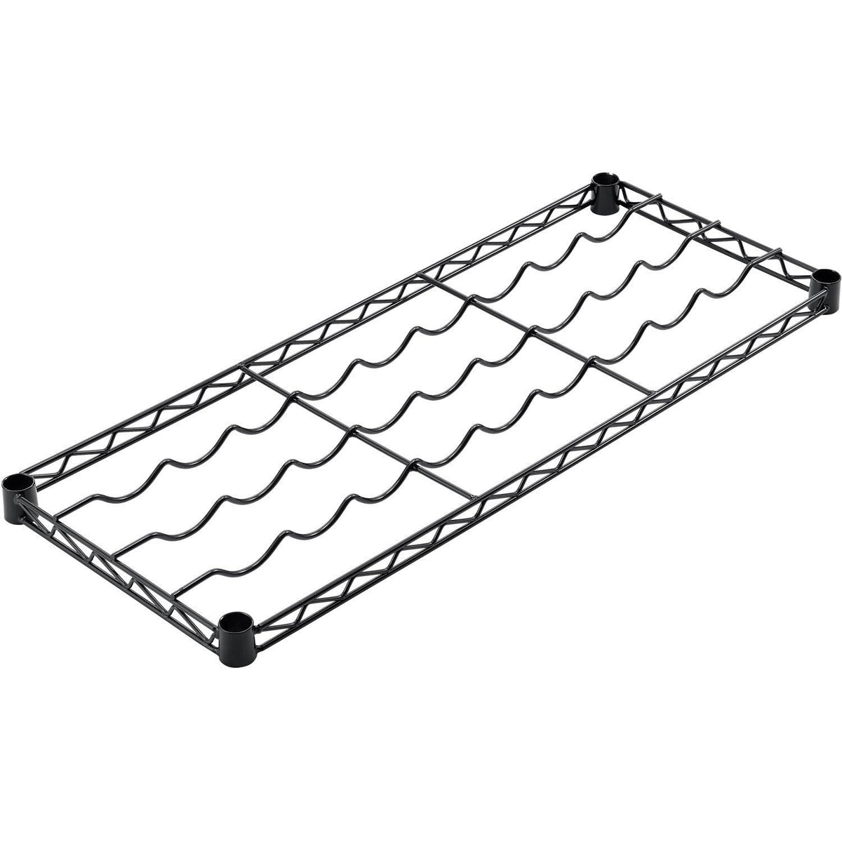 Wine Bottle Shelf 36" L x 14" W Black Epoxy by Nexel – 36 inches (W) x 14 inches (L) x 1.75 inches (H), Epoxy, Black, Model WS1436B