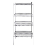 Shelving Unit with 4-Shelves Dark Grey Wire- 36" L x 24" W x 63" H by HUBERT – Alloy Steel, Flint, Model K2436-3F