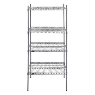 Shelving Unit with 4-Shelves Dark Grey Wire- 36" L x 24" W x 63" H by HUBERT – Alloy Steel, Flint, Model K2436-3F