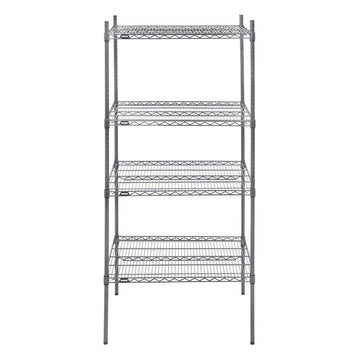Shelving Unit with 4-Shelves Dark Grey Wire- 36" L x 24" W x 63" H by HUBERT – Alloy Steel, Flint, Model K2436-3F