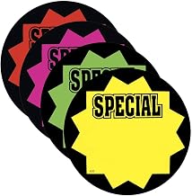 Fluorescent Starburst Sign Cards with "Special" Imprint 5"Dia 100 Per Box