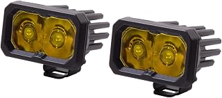 Diode Dynamics C2 1.0 SAE Yellow Sport Standard LED Pod (pair), Spot w/Amber Backlight