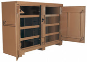 Jobsite Bin Storage Cabinet by KNAACK – 24"L x 72"W x 51"H, Alloy Steel, Tan