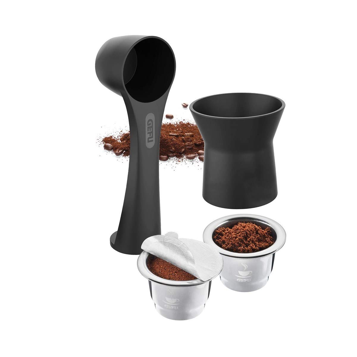 Coffee Capsules Set by GEFU – One Size, 1200 milliliters, Plastic Stainless Steel, Silver, Model 127-18