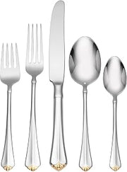 Oneida Golden Juilliard 5 Piece Fine Flatware Set, 18/10 Stainless, Service for 1,Silver