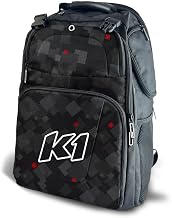 K1 RaceGear 33-QUE-NR Gear Bag, Quest Backpack, 12 in Long x 8.5 in Wide x 20 in Tall, Zipper Closure, Backpack, Laptop Compartment, K1 Logo, Polyester, Black/Gray/Red/White, Each