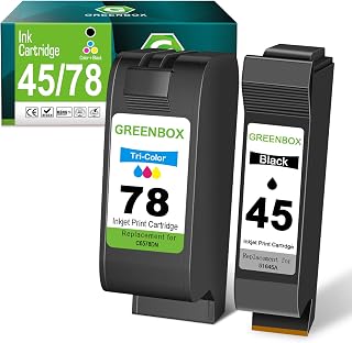 GREENBOX 45 78 Ink Cartridge Black/Tri-Color, 51645 51645A C6578AN C6578DN | Replacement for HP 45 78 Ink Cartridges for Color Copier 180 Deskjet 1100C 1220C 6122 930C 970C 990C Printer High Yield