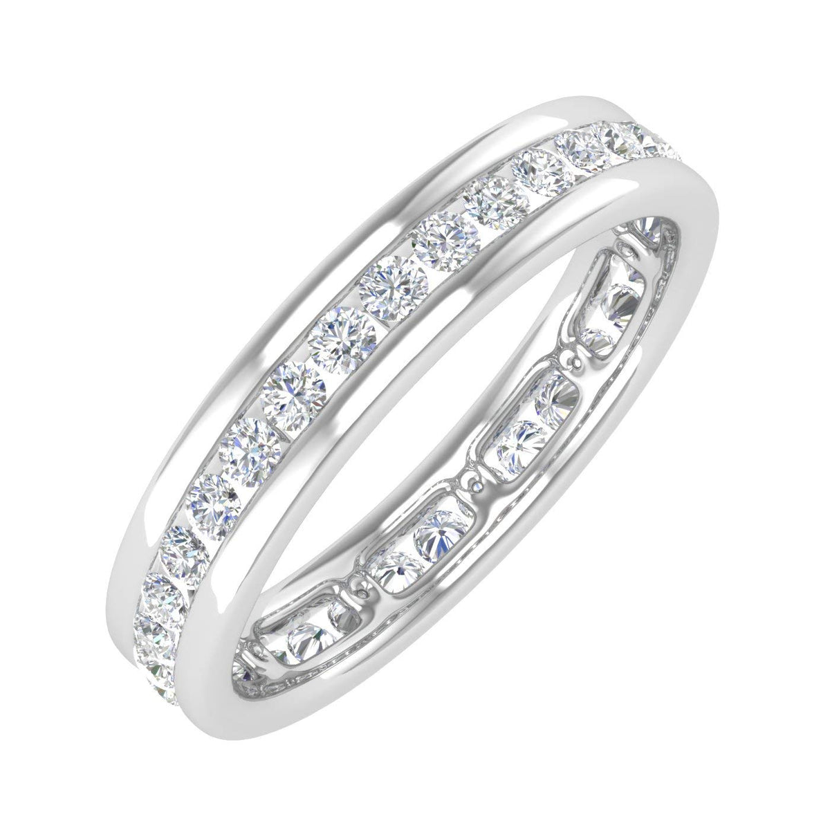 1/2 Carat Channel Set Diamond Wedding Eternity Ring Band in 14K White Gold (Ring Size 6.5) by FINEROCK – 6.5, Metal, White Gold, Model RG-13680-I2I3-14KW-6.5