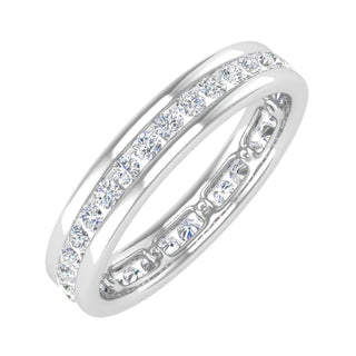 1/2 Carat Channel Set Diamond Wedding Eternity Ring Band in 14K White Gold (Ring Size 6.5) by FINEROCK – 6.5, Metal, White Gold, Model RG-13680-I2I3-14KW-6.5