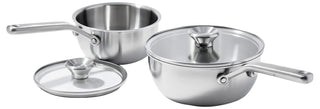 Mira Tri-Ply Stainless Steel by OXO – 1.5QT and 3QT Saucepan Pot Set with Lids, 3.57 quarts, Stainless Steel, Silver, Pack of 2