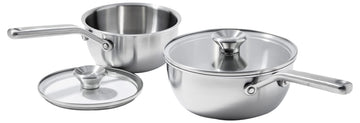 Mira Tri-Ply Stainless Steel by OXO – 1.5QT and 3QT Saucepan Pot Set with Lids, 3.57 quarts, Stainless Steel, Silver, Pack of 2
