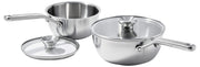 OXO 1.5QT & 3.57QT Chef's Pans with Lids / 1.5QT and 3QT Saucepan Pot Set with Lids / Silver Chef's Pans