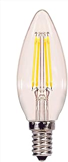 Satco S29877 LED Filament Light Bulbs Candle Shape B11 4.5 Watt 120 Volt E12 Candelabra Base 2700K Warm White Clear Finish Dimmable 350 Lumens (6 Pack)
