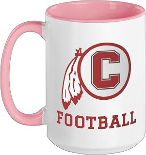 Carlisle High School Blue Aces Football Ceramic Mug, Pink/White, 15oz