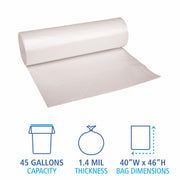 Recycled Low-Density Polyethylene Can Liners by Boardwalk – 1 Count (Pack of 100), 45.0 gallons, Plastic, Clear, Pack of 100