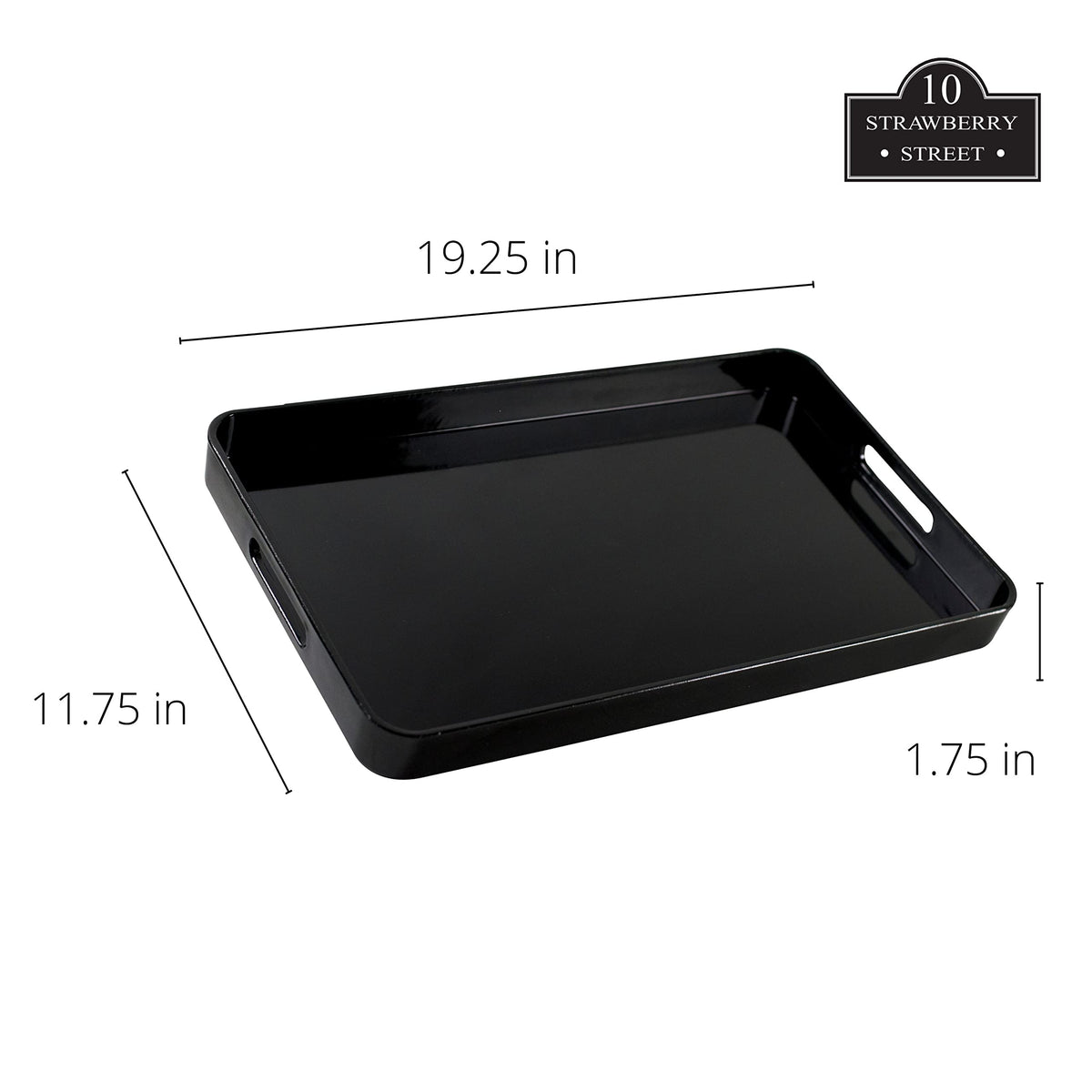 10 Strawberry Street Rectangle / 19.3" x 12" x 1.8" / Black Serving Trays