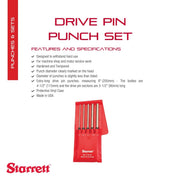 Starrett 5 Piece Set / Chrome / Industrial Pin Punches