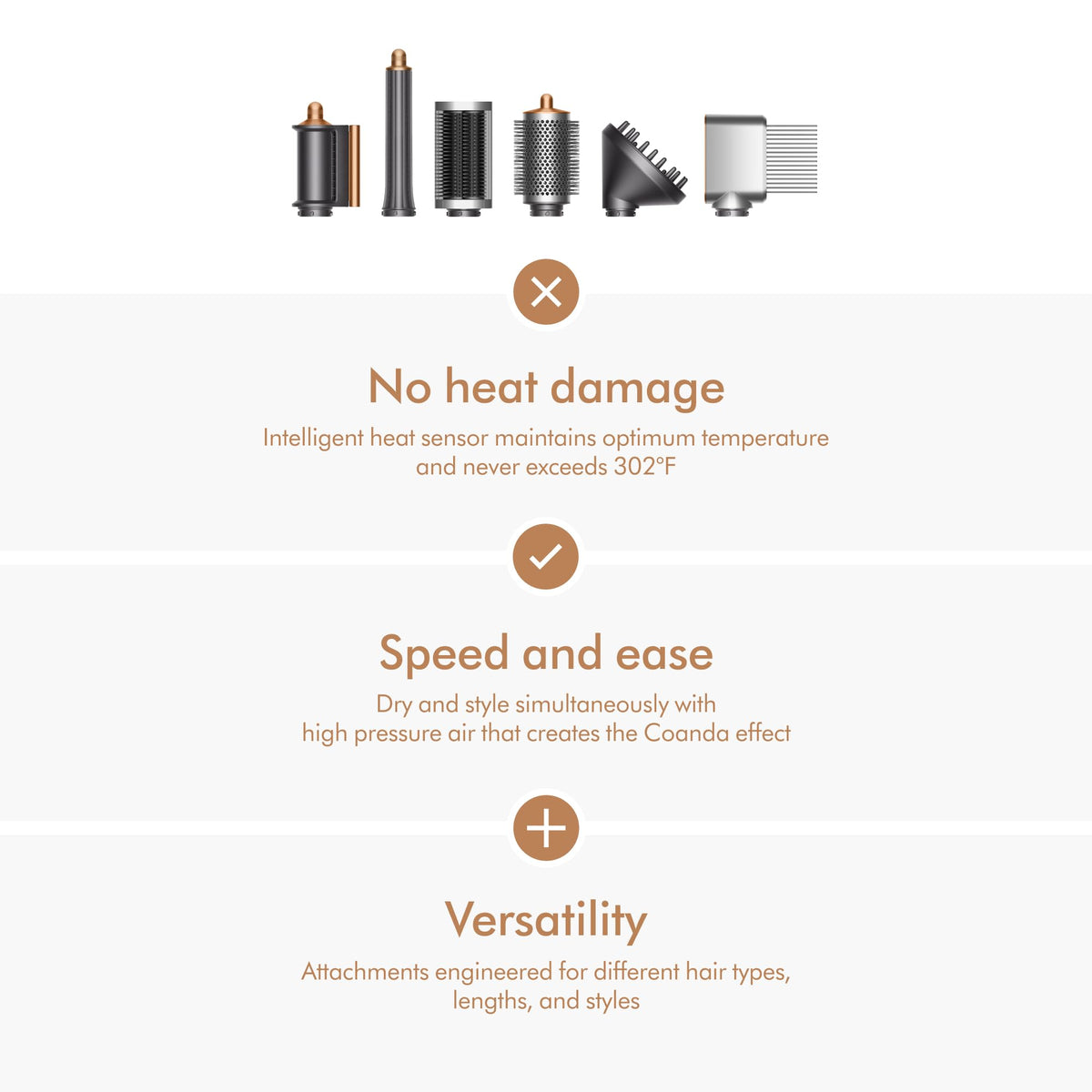 Airwrap Multi-Styler Complete Long Diffuse for Curly and Coily Hair by Dyson – 9 Piece Set, Aluminum, Complete Diffuse for Curly to Coily Hair - Nickel / Copper, Model 453646-01
