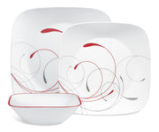 Square Splendor 12-Piece Dinnerware Set by Corelle – Glass, Gray, Pack of 12
