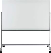 Global Industrial 72" W x 48" H Mobile Double Sided Glass Whiteboard