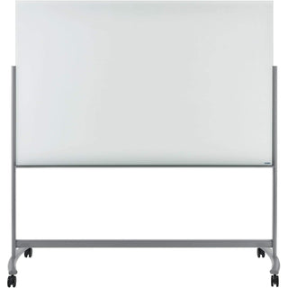 72" W x 48" H Mobile Double Sided Glass Whiteboard by Global Industrial – 63"W x 78.5"H, Glass, White, Model ZB-3