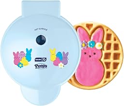 PEEPS® x Dash Waffle Maker - Bunny Waffle Maker for Easter Breakfast - Easy Release, One Touch Cooking & Compact Storage Design - Ceramic Coating - 8-Inch