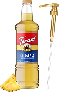 Torani Pineapple Syrup 1L with Pump Tropical Flavoring for Cocktails & Teas