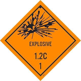 National Marker Dot Shipping Label, Explosive 1.2C, 1, 4X4, Ps Vinyl 500/Roll