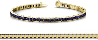 Blue Sapphire 2mm Channel Set Tennis Bracelet 2.55 ctw 14K Yellow Gold