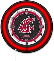 Holland Bar Stool Clk19BKWashSt NCAA 19 in. Dia. Washington State University Double Neon Wall Clock Black