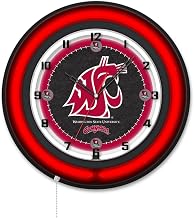 Holland Bar Stool Clk19BKWashSt NCAA 19 in. Dia. Washington State University Double Neon Wall Clock Black