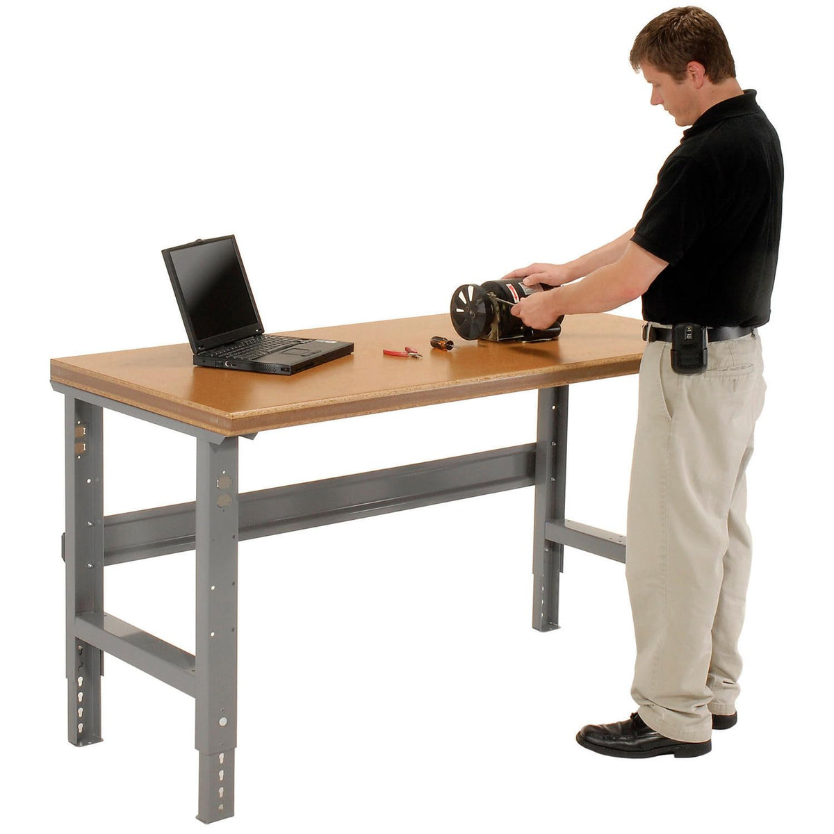 Adjustable Height Workbench C-Channel Leg by Global Industrial – 36"L x 72"W x 3"H, Steel, Gray, Model 183986