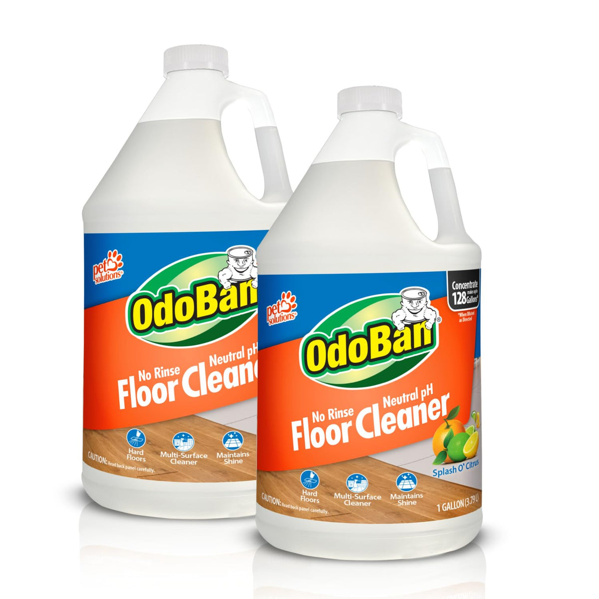 Pet Solutions No Rinse Neutral pH Floor Cleaner Concentrate by OdoBan – 128 Fl Oz (Pack of 2), Clear, Pack of 2, Model 361B61