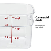 FreshPro 6Qt Food Storage Container in Clear for Industrial and Kitchen Use by Cambro – 6.0 quarts, Polycarbonate (PC), Clear, Model 6SFSPROCW135