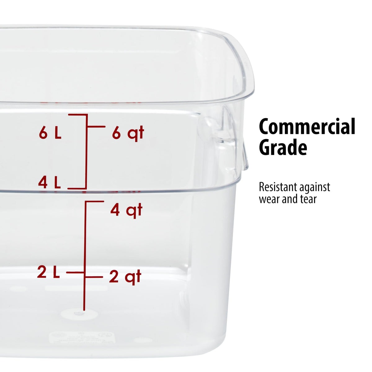 FreshPro 6Qt Food Storage Container in Clear for Industrial and Kitchen Use by Cambro – 6.0 quarts, Polycarbonate (PC), Clear, Model 6SFSPROCW135