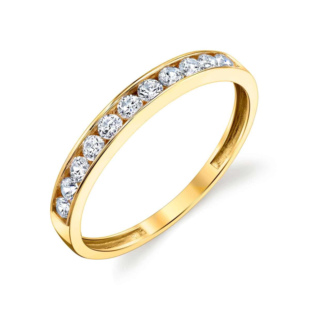 10k Solid Yellow Gold Channel Set Wedding Band Ring Size 8. by Tesori & Co – Gold,Metal,Yellow,Zirconia, Yellow,Gold, Model M100-10YG8.5