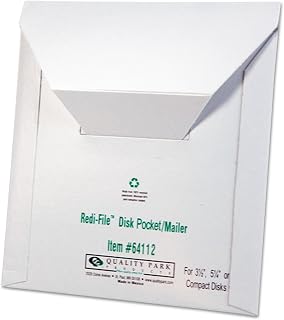 Quality Park 64112 Redi-File Disk Pocket Mailer, 6 x 5-7/8, White, 10/Pack